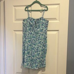 Forever 21 Blue and Green Floral Spaghetti Strap Dress